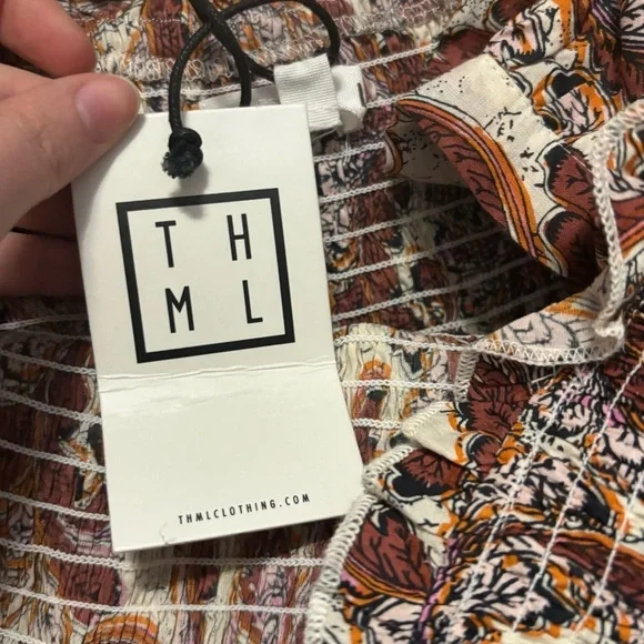 THML Paisley Midi Dress Brown White Womens Size Small New With Tag Bohemian Boho - Picture 5 of 6